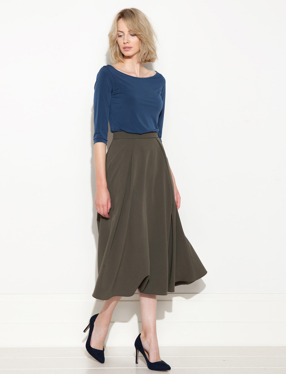 Spódnica khaki, midi "PALMA"